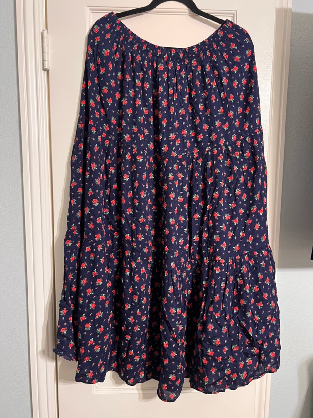 Floral Navy Tiered Maxi Skirt - Women's